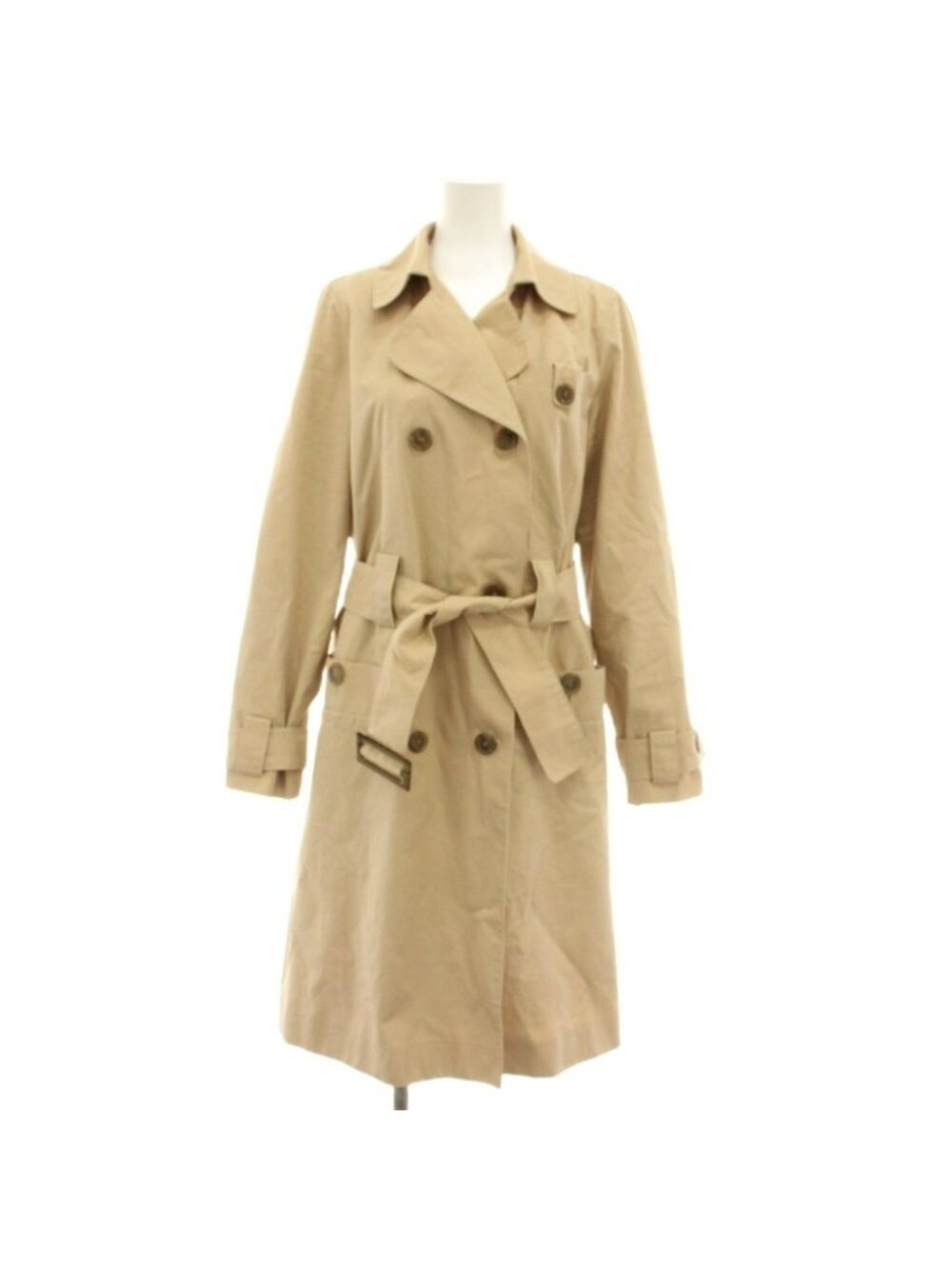 Louis Vuitton Trench Coat Outer Monogram Belt Beige 34